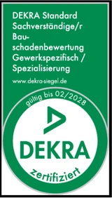 DEKRA Standard, Sachverständiger für Bauschadenbewertung, zertifiziert, gültig bis 02/2028